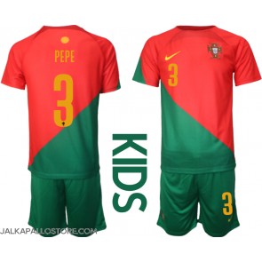 Portugali Pepe #3 Kotipaita Lapsille MM-kisat 2022 Lyhythihainen (+ shortsit)